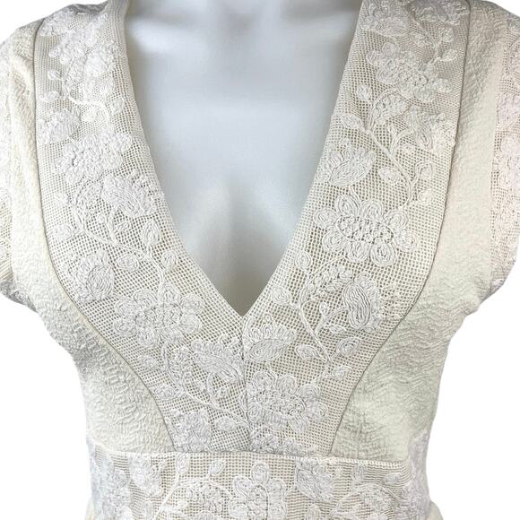 Zara Cream White Embroidered Floral Lace V-neck Sleeveless Romper Jumpsuit Sz S - Picture 10 of 16